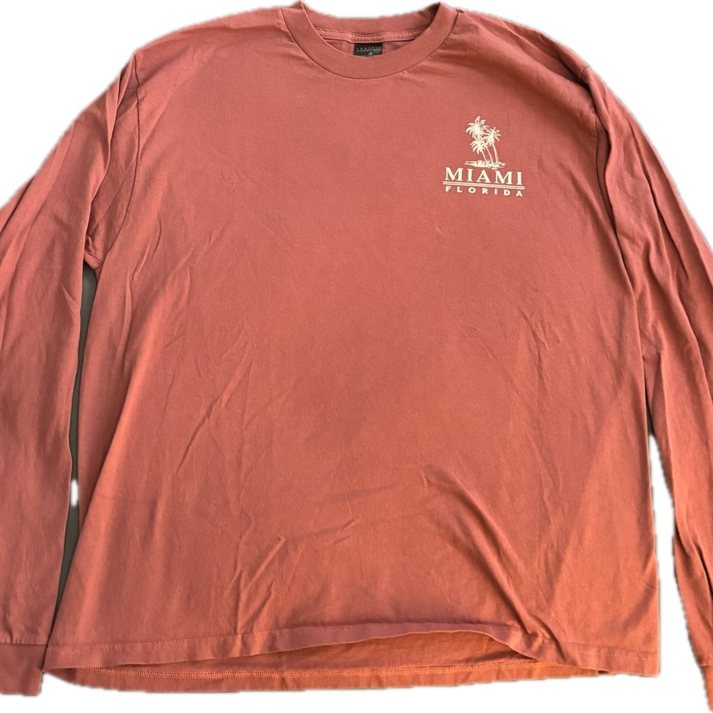 Prairie Mntn Miami Florida Men's Long Sleeve Shirt - Coral